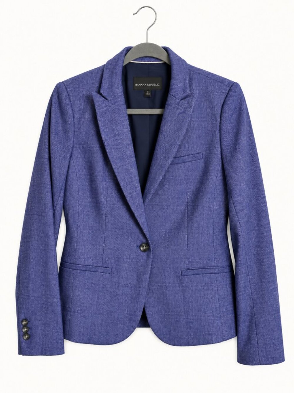 Banana Republic Blue Herringbone Single-Button Blazer 8